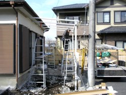 3.テラス施工中